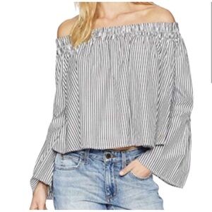 Bebe Striped Off-Shoulder Women's Top NWT Large
